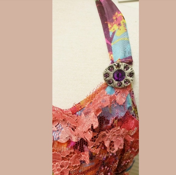 {Guillarmé Paris} 100% Silk Halter Gown.Lace/Beads - Picture 4 of 8